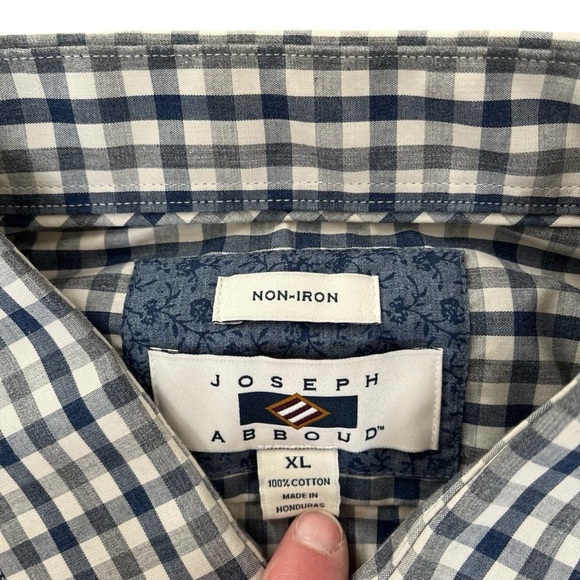 Joseph Abboud Men’s XL Blue Tan Button Down Shirt Non-iron cotton - Picture 3 of 5